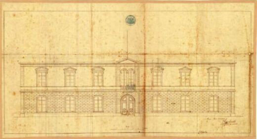 Plano de la fachada del Convictorio de San Carlos (1875).