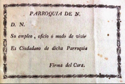 Boleta electoral para la elección de los ayuntamientos constitucionales (1813).