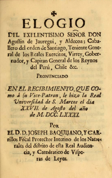 Elogio del Excelentísimo señor Don Agustín de Jaúregui y Aldecoa.