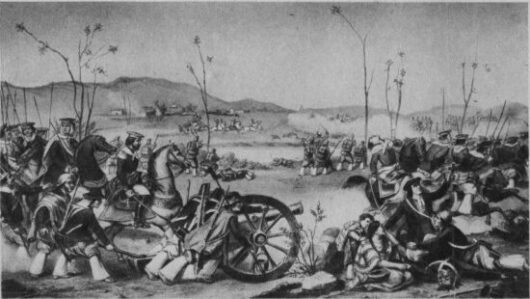 Batalla de Suipacha. Dibujo de Nicolás Grondona.