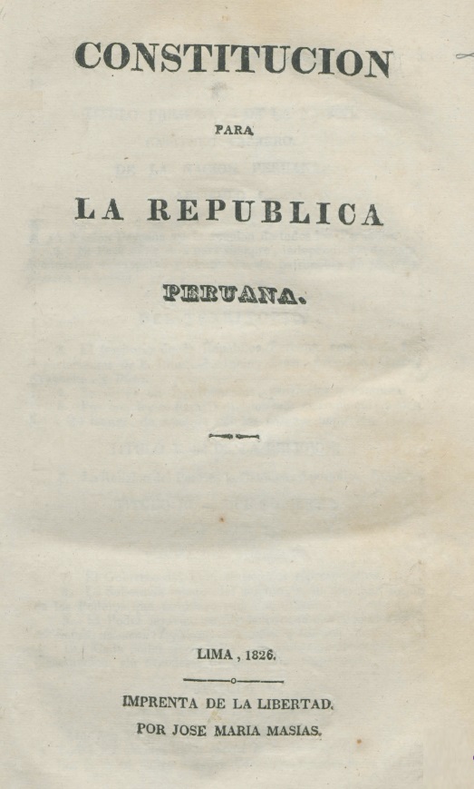 Portada de la Constitución política de 1826.