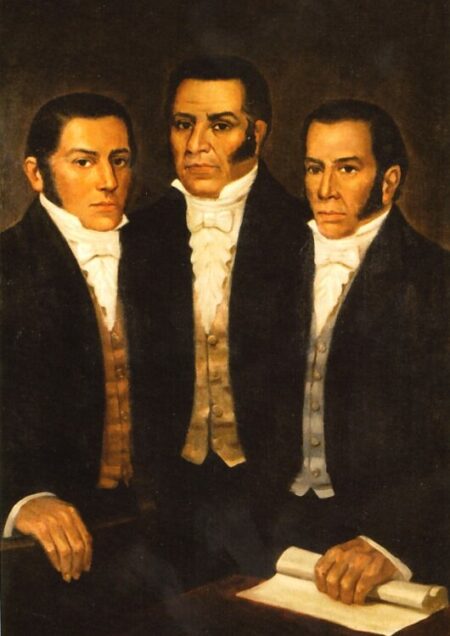 Retrato de los hermanos José, Vicente y Mariano Angulo, líderes de la revolución del Cuzco de 1814. Centro de Estudios Históricos Militares del Perú (CEHMP).