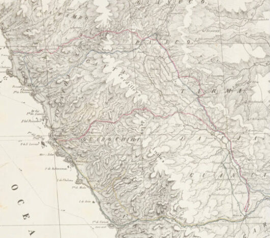 Detalle del mapa de operaciones de Álvarez de Arenales en su segunda campaña en la sierra peruana.