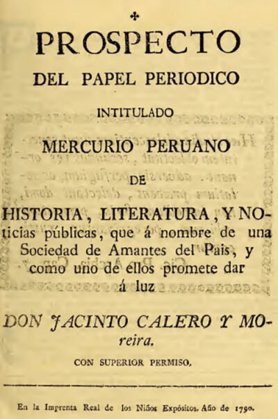 Prospecto del Mercurio Peruano (1790).