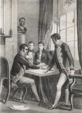 Fernando VII firmando el Tratado de Valençay.