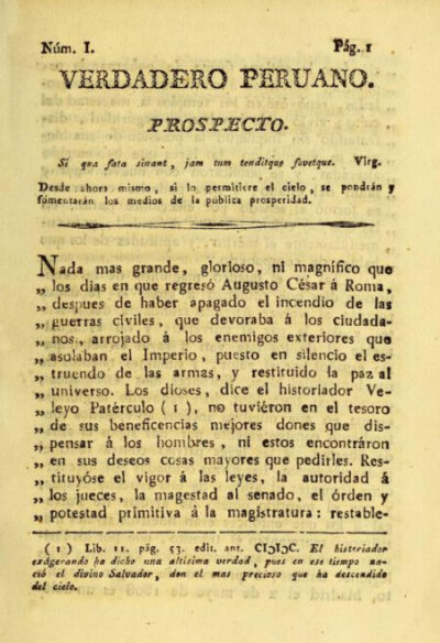 Prospecto de El Verdadero Peruano (1812)